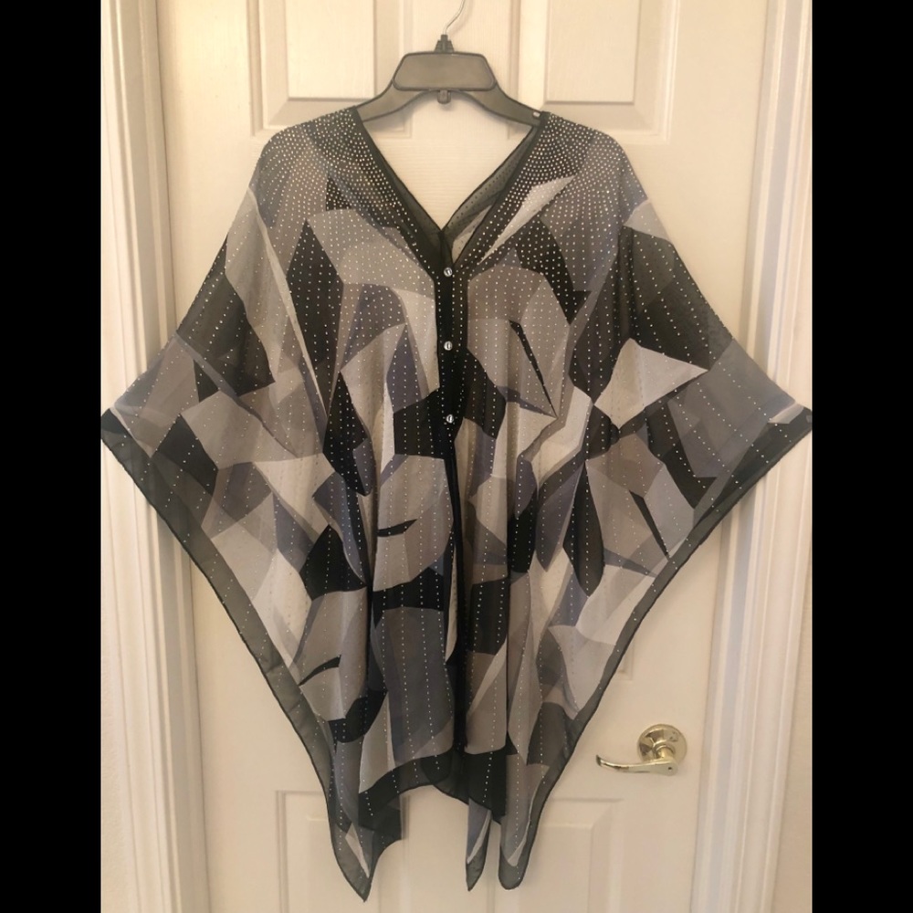 Geometric Rhinestone Bling Poncho